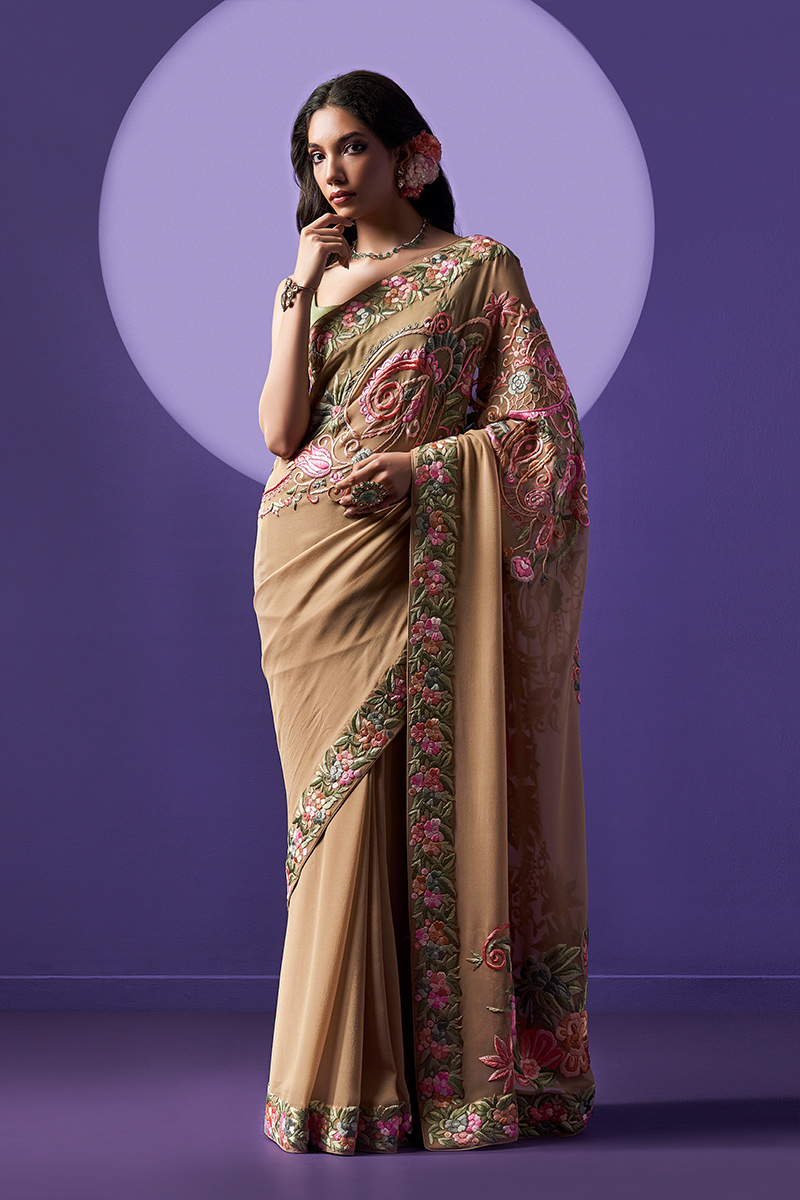 Beige Parsi Gara Saree