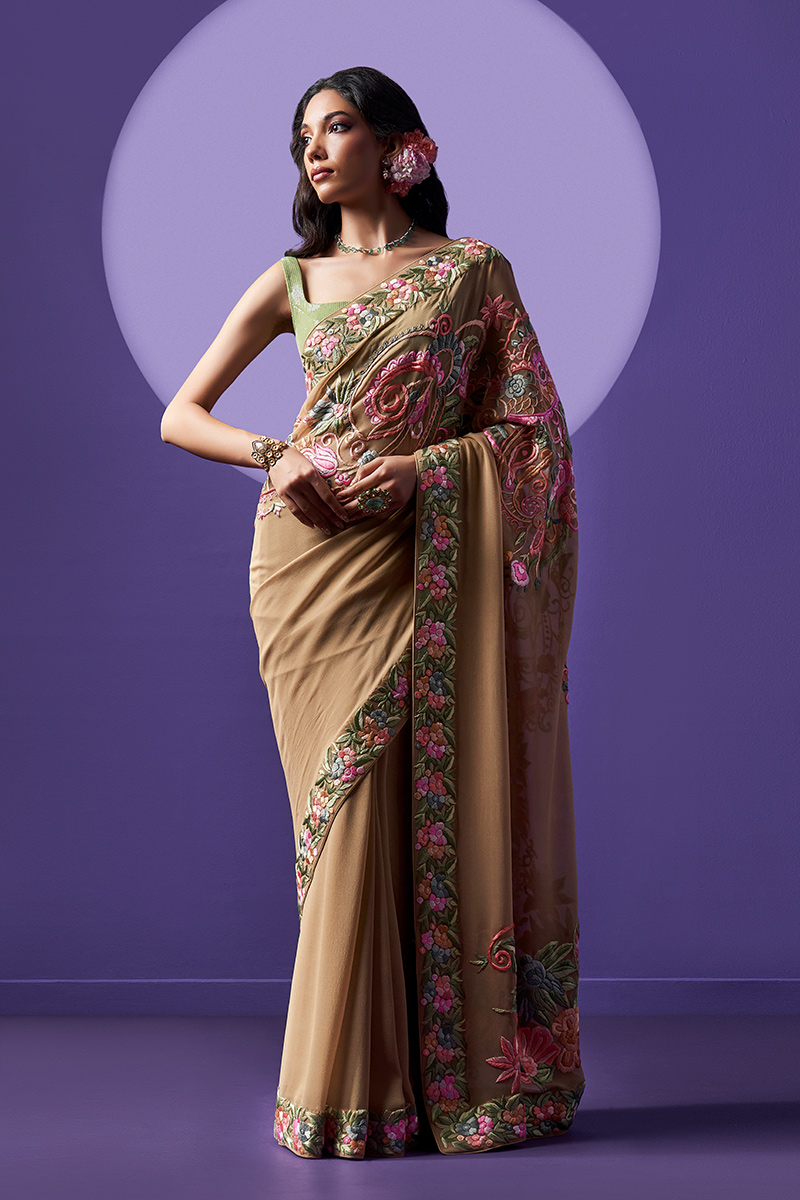 Beige Parsi Gara Saree